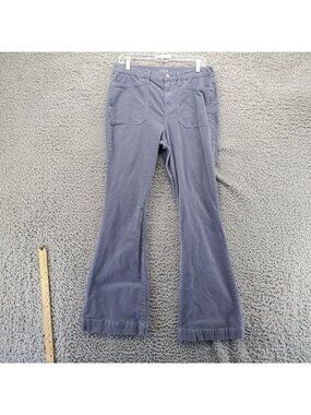 A.N.A Jeans Womens 10 Blue High-Rise Flare Corduroy Front Patch Pockets